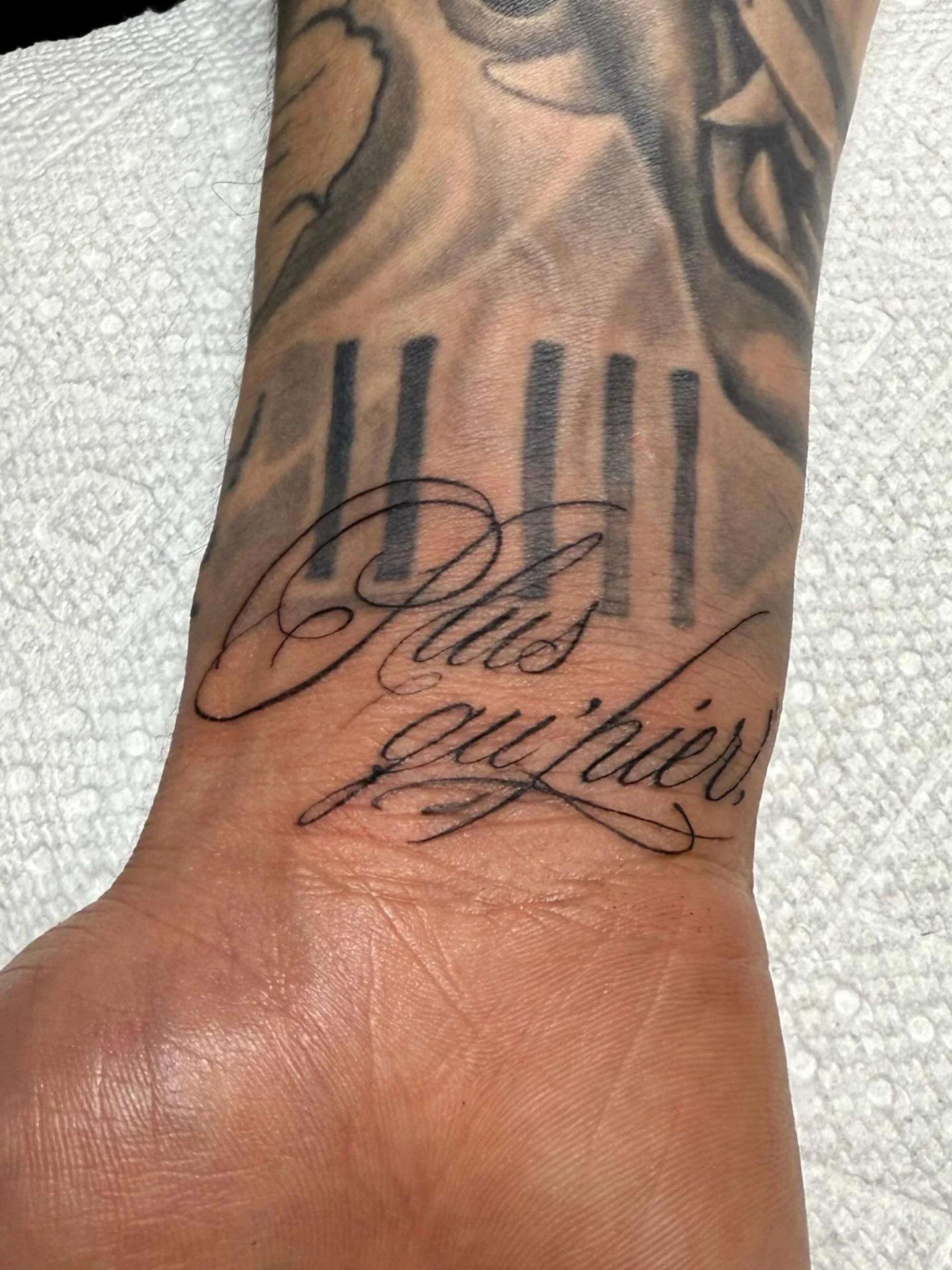 Not what I usually post but when our large project we had booked turned into an even larger project we decided to reschedule and do these wrist tattoos instead. I have been personally victimized by the curly script epidemic and now want to book 1000 