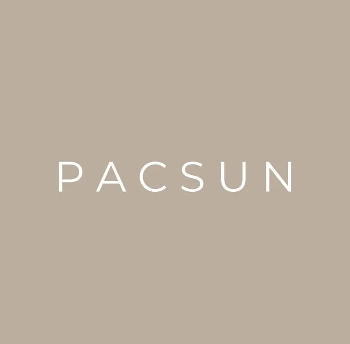 Minimalist beige background with the word 'PACSUN' in white capital letters centered.  Real Estate Marketing Strategy