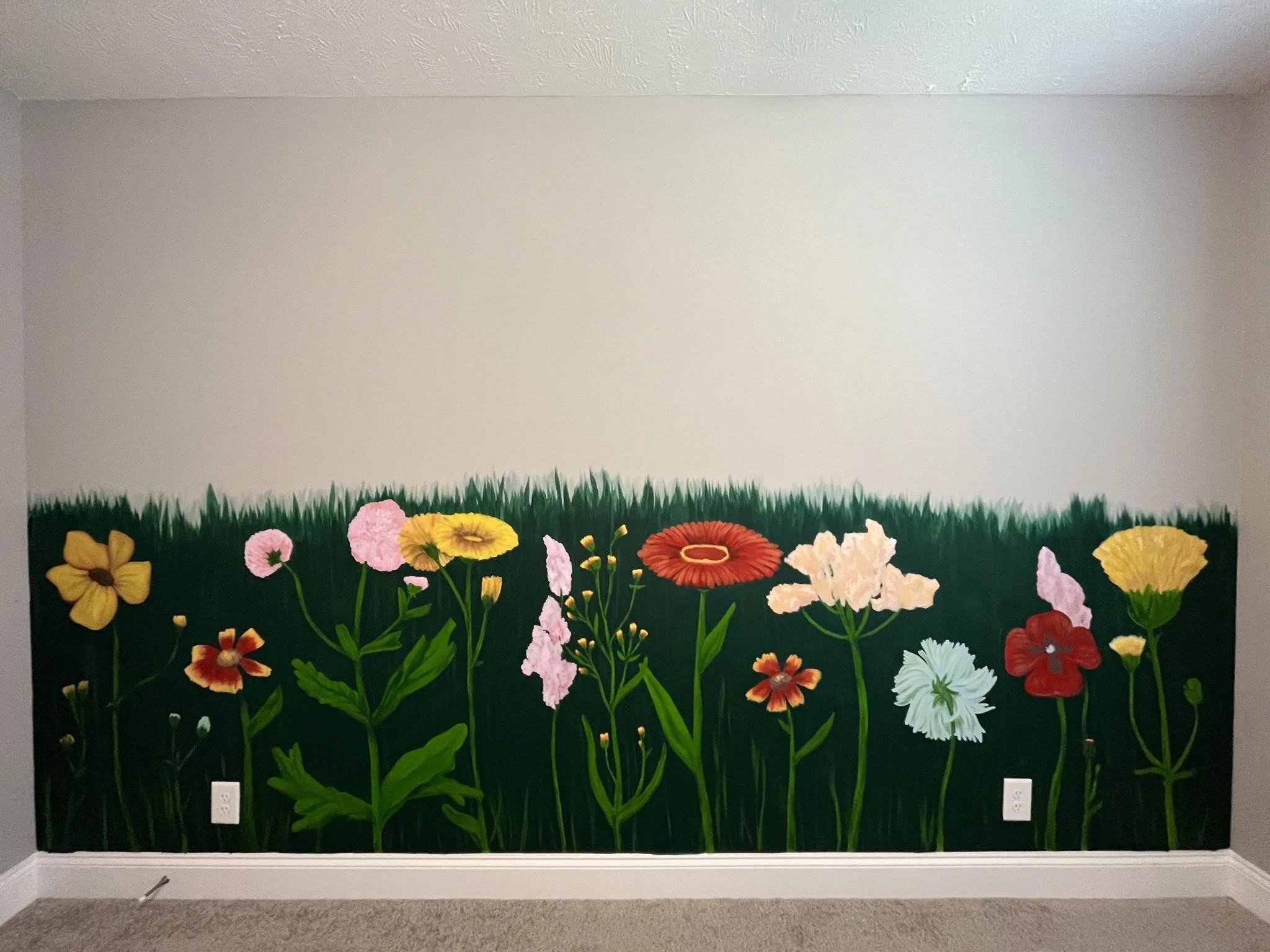 Wildflower mural in nursery