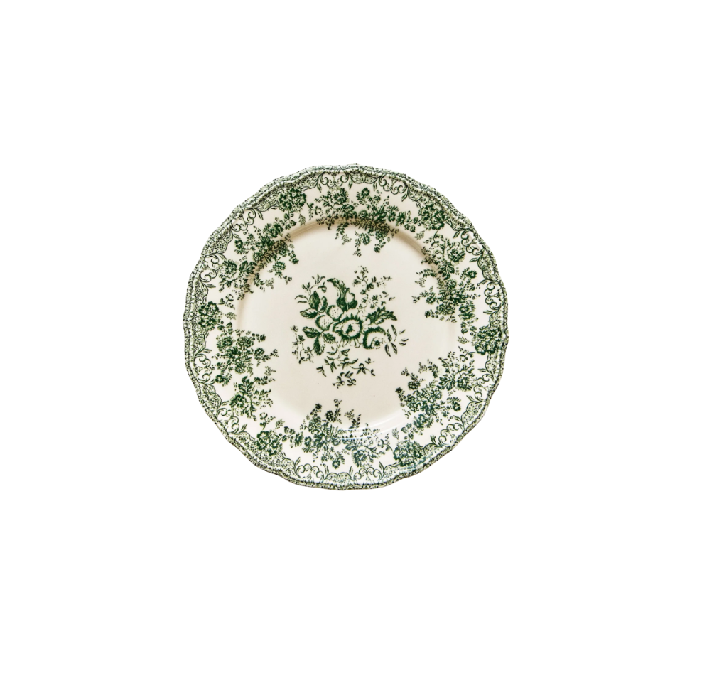 Green Floral Dinner Plate