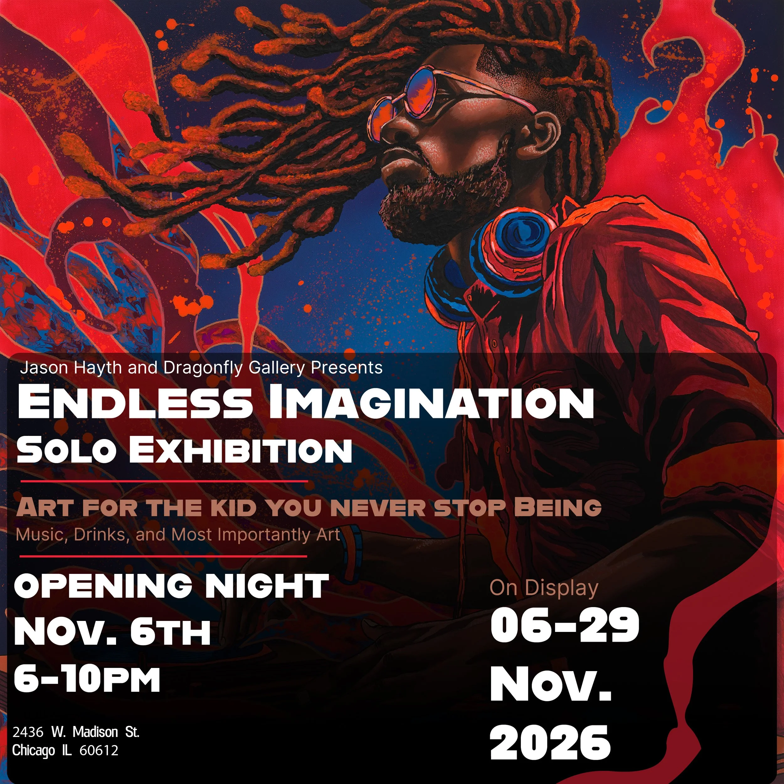DJ Flyer of opening night for solo art exhibition