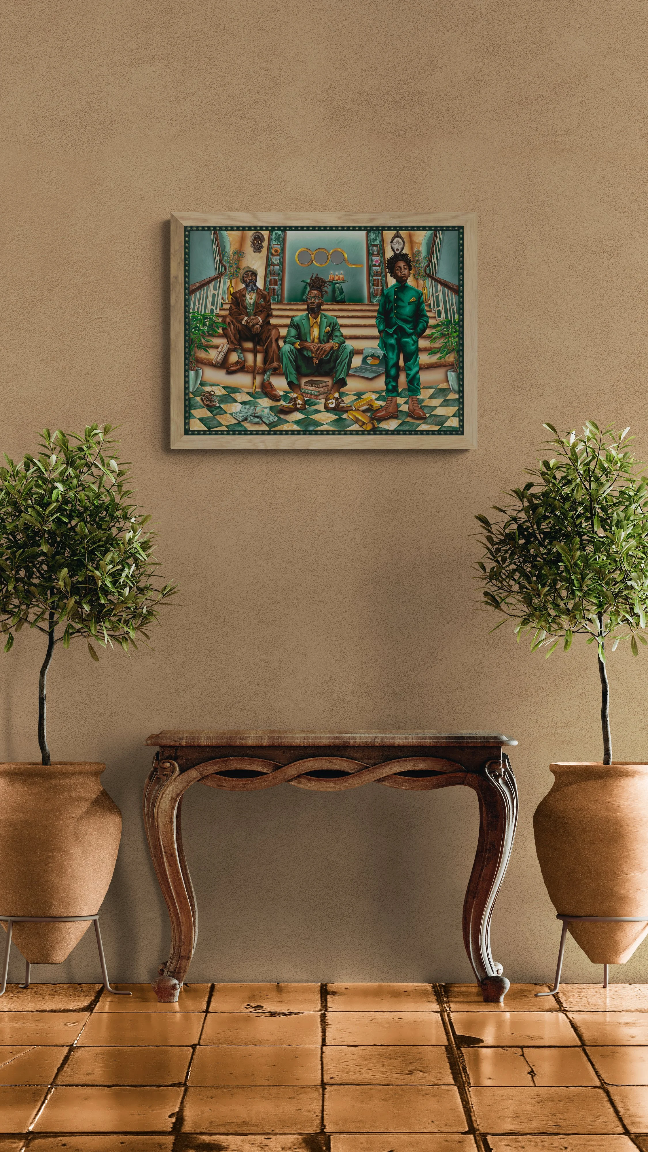 hallway-with-a-wooden-console-table-and-shrubs.jpg