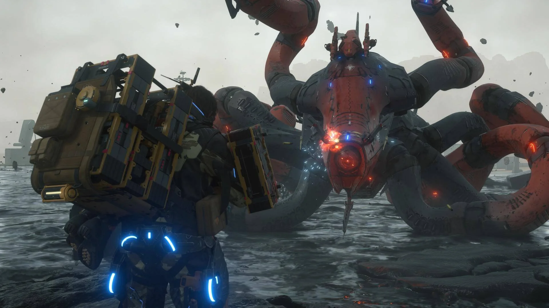 in game combat image from Hideo Kojima's 'Death Stranding 2: on The Beach'