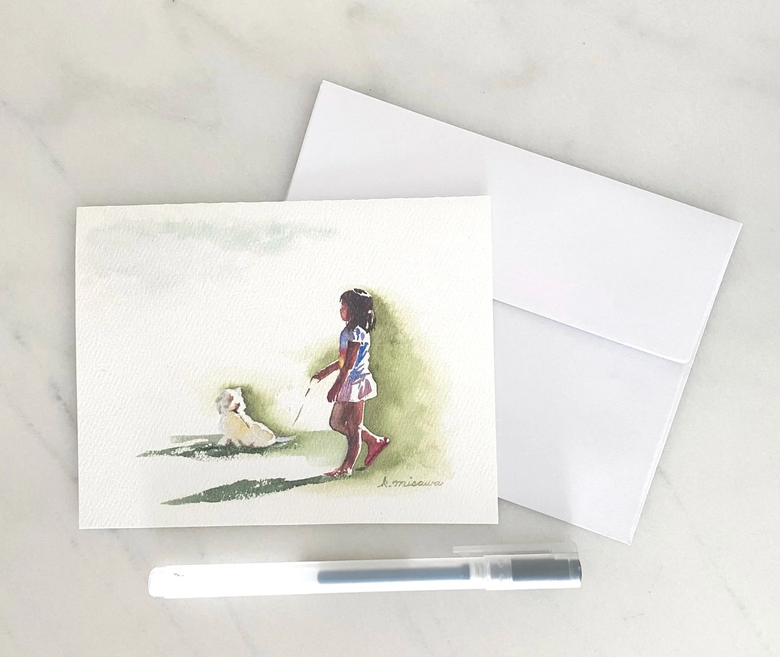 Girl Walking Dog