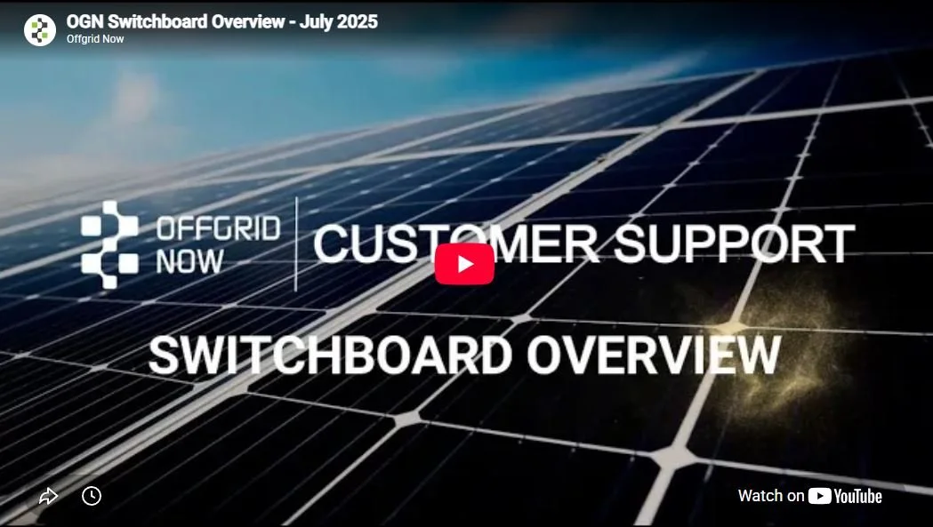 OFFGRID NOW® Power Cabinet Switchboard Overview