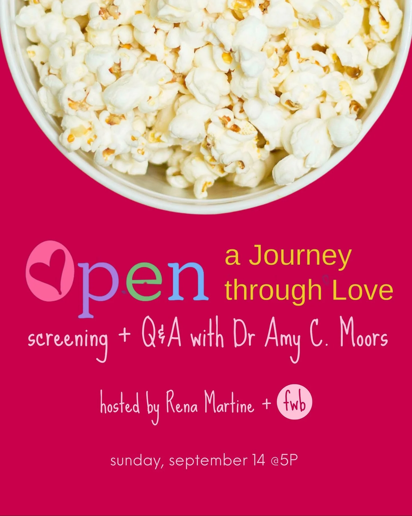 If you know me, you know non-monogamy is near and dear to my heart. 

Which is why I&rsquo;m SO honored to be hosting a pre-release screening of the documentary &ldquo;Open: A Journey Through Love&rdquo;!

Whether you practice ENM, support it, or are