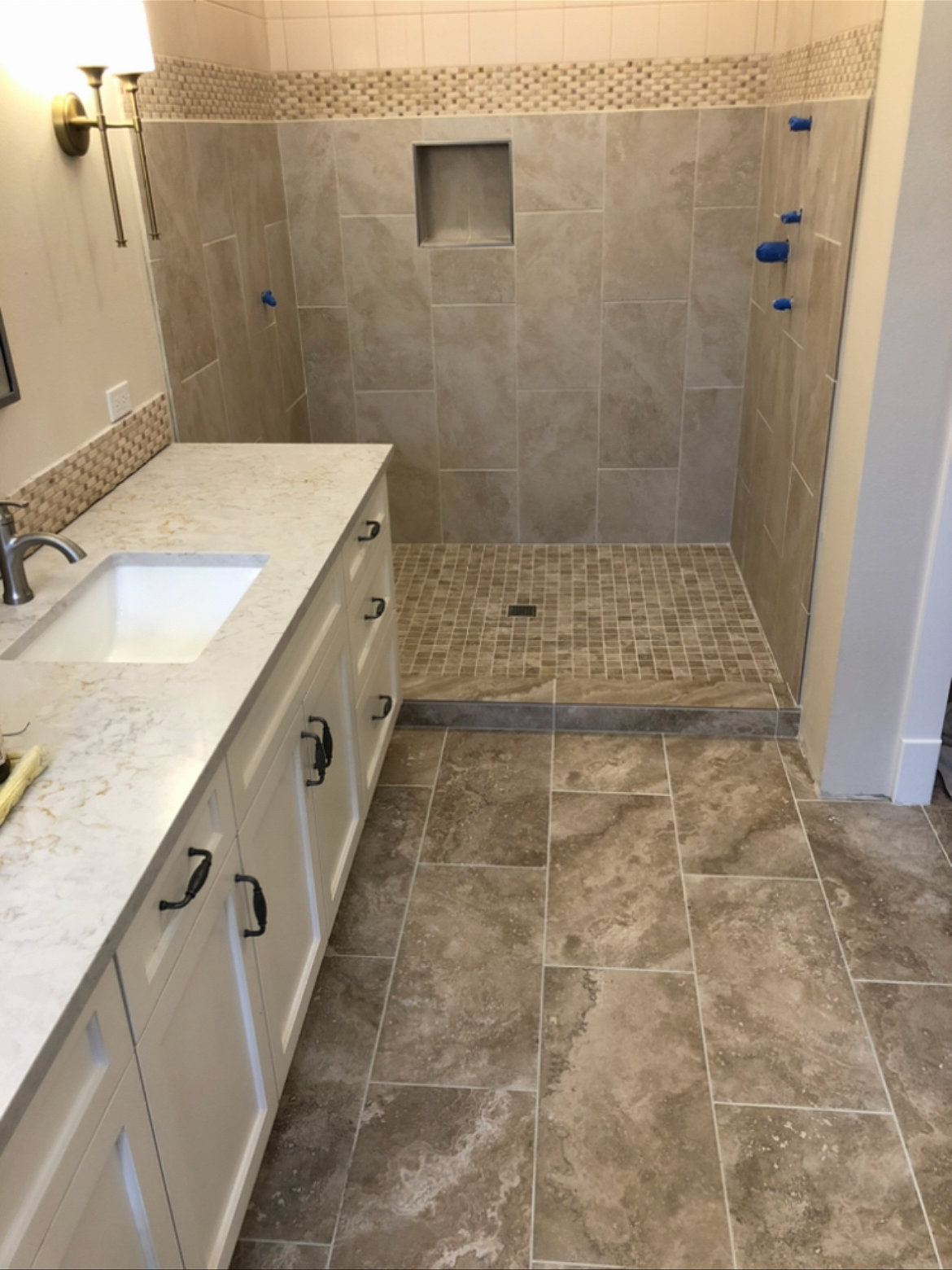 Tile bathroom remodel Gig Harbor area crafted by 7 Lamps Construction (Gig Harbor). www.7lamps.com