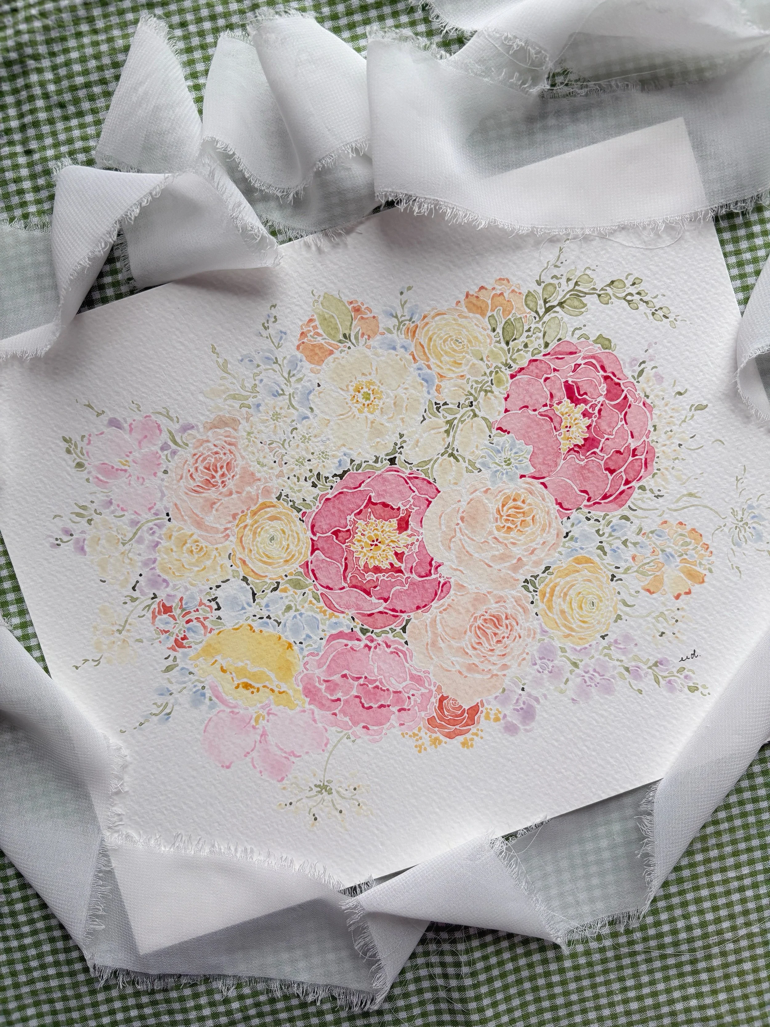 Wedding Bouquet Painting (8x10)