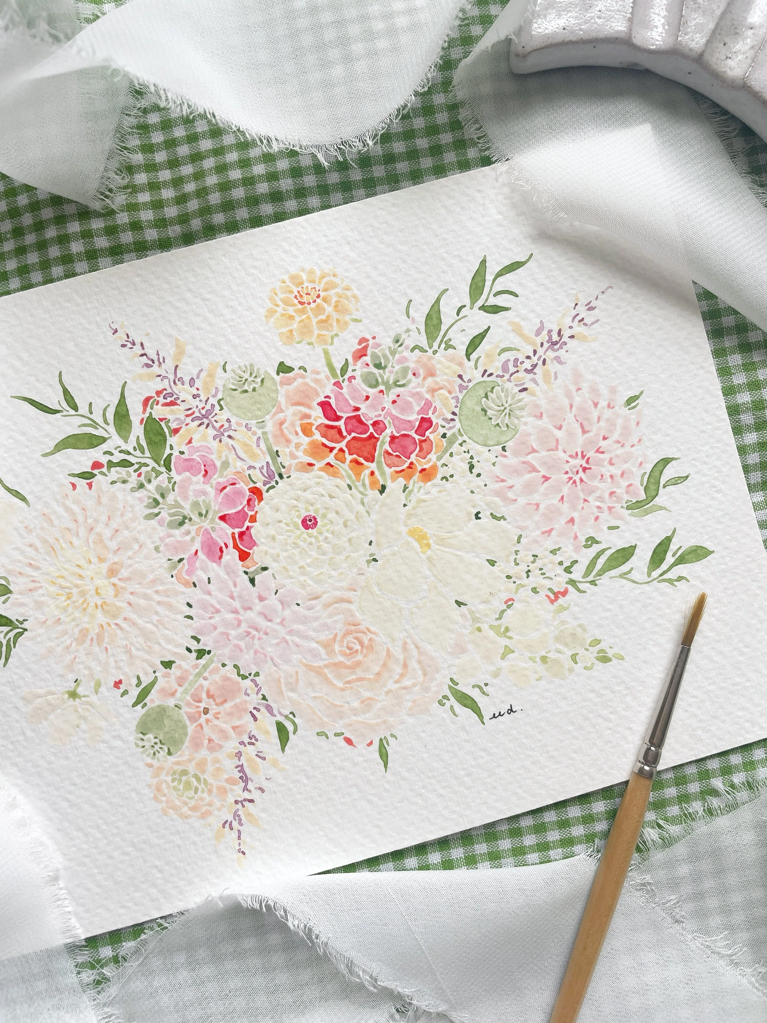 Wedding Bouquet Painting (5x7)