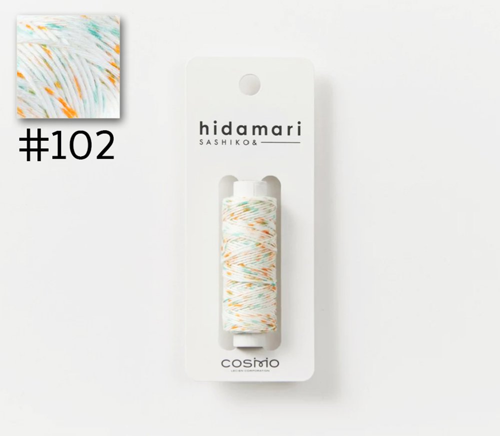 Hidamari Sashiko Thread 122302-102, Cosmo Hidamari Sashiko Threads, 30m, 6 Ply Medium Weight, Boro, Mending, Crochet, General Embroidery