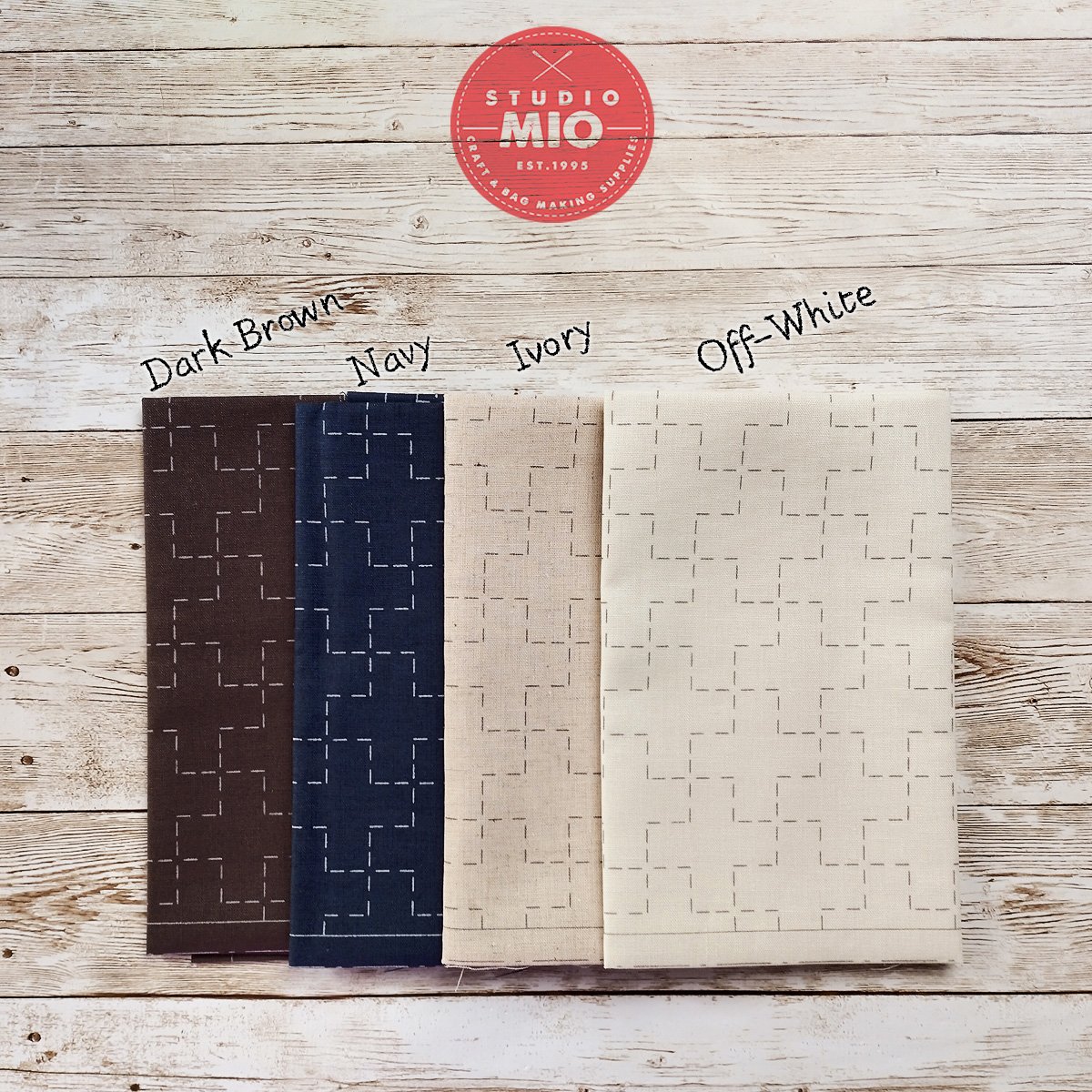 Cosmo, Hidamari Sashiko Pre-printed Wash-Away Panel Jujitsu-Tusnagi, Cross Pattern, Cotton & Linen Blend colours