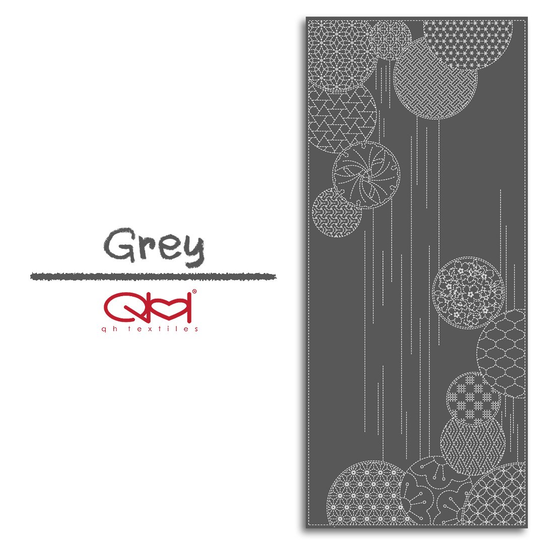 KF1125-13D Wagara Sashiko Panel - Waterfall, Preprinted Cotton 100%, designed by QH Textiles.