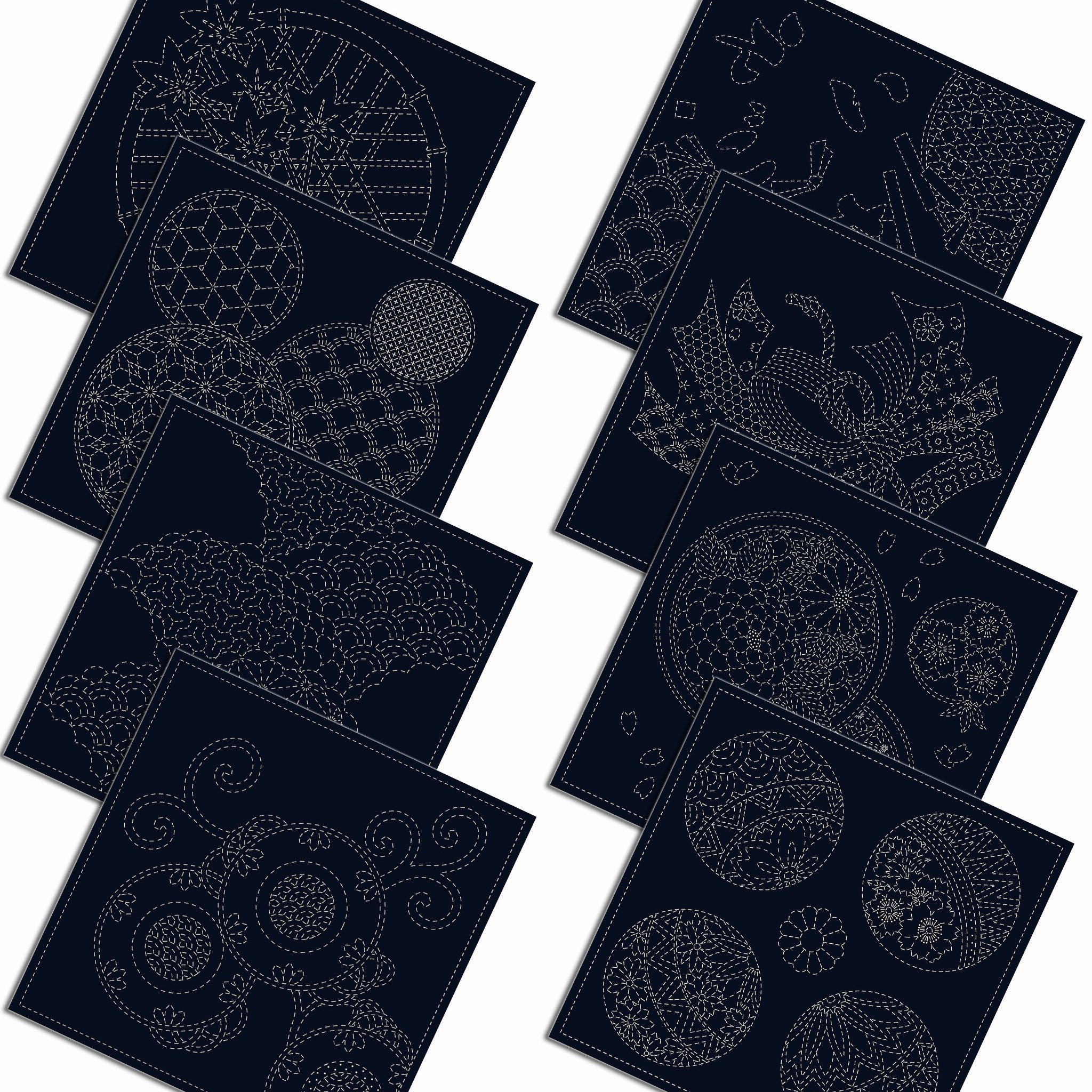 Sashiko Cloth Pre-printed Water-soluble Japanese embroidery by QH Textiles