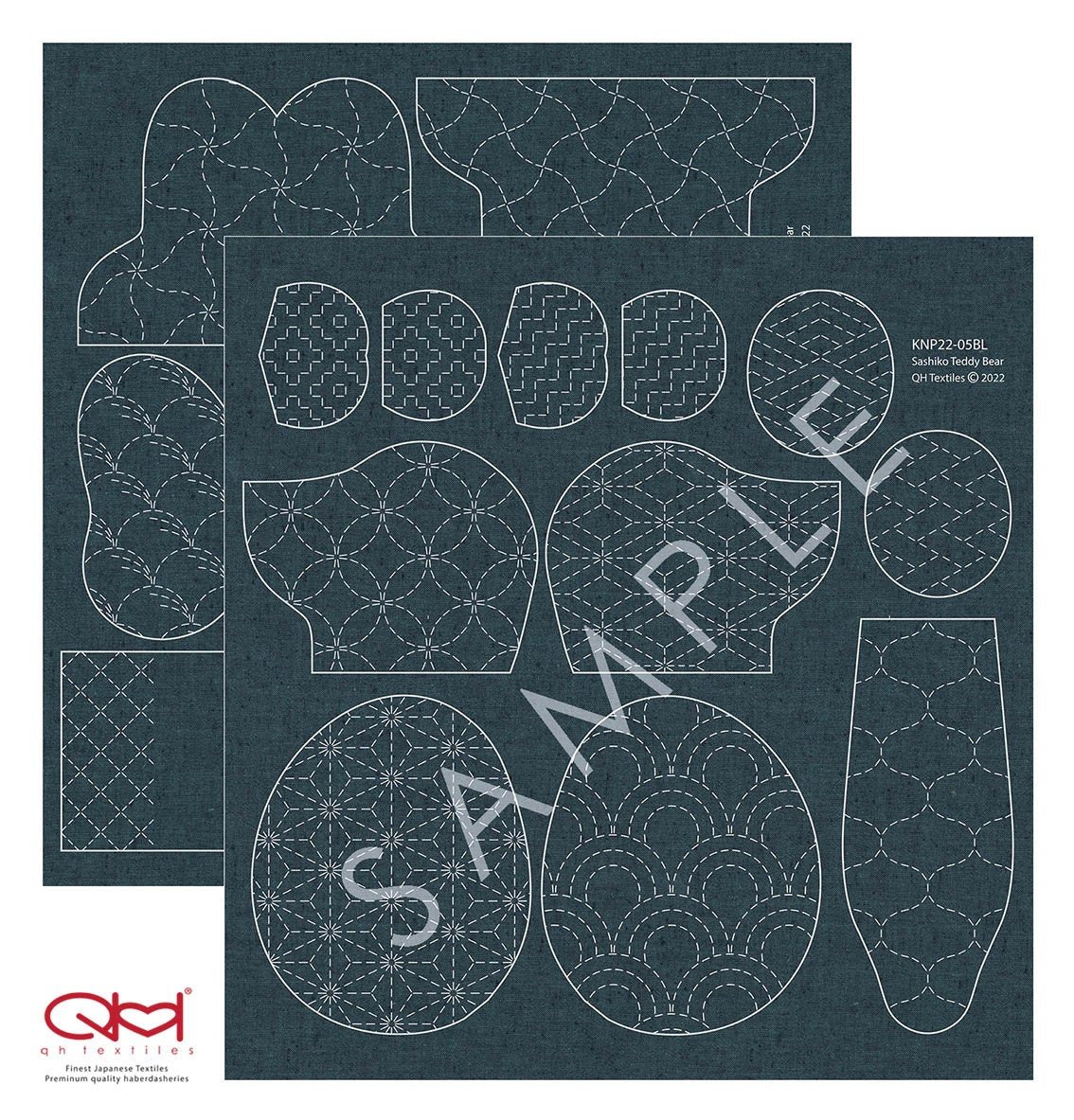 Little Sashiko Teddy Bear Cloth, Sashiko, teddy bear