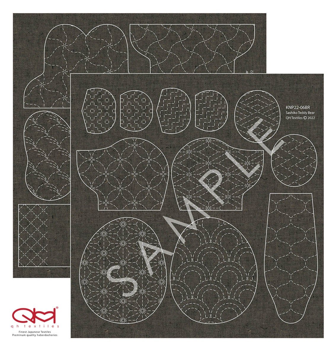 Little Sashiko Teddy Bear Cloth, Sashiko, teddy bear