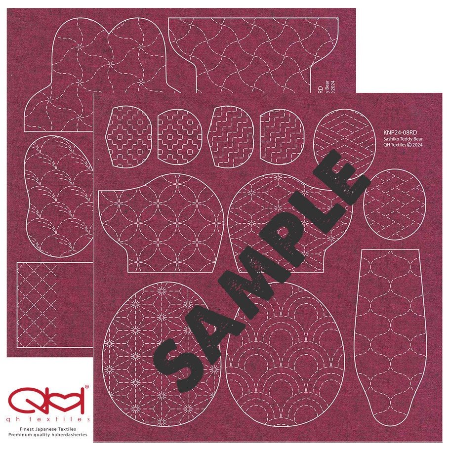 Little Sashiko Teddy Bear Cloth, Sashiko, teddy bear