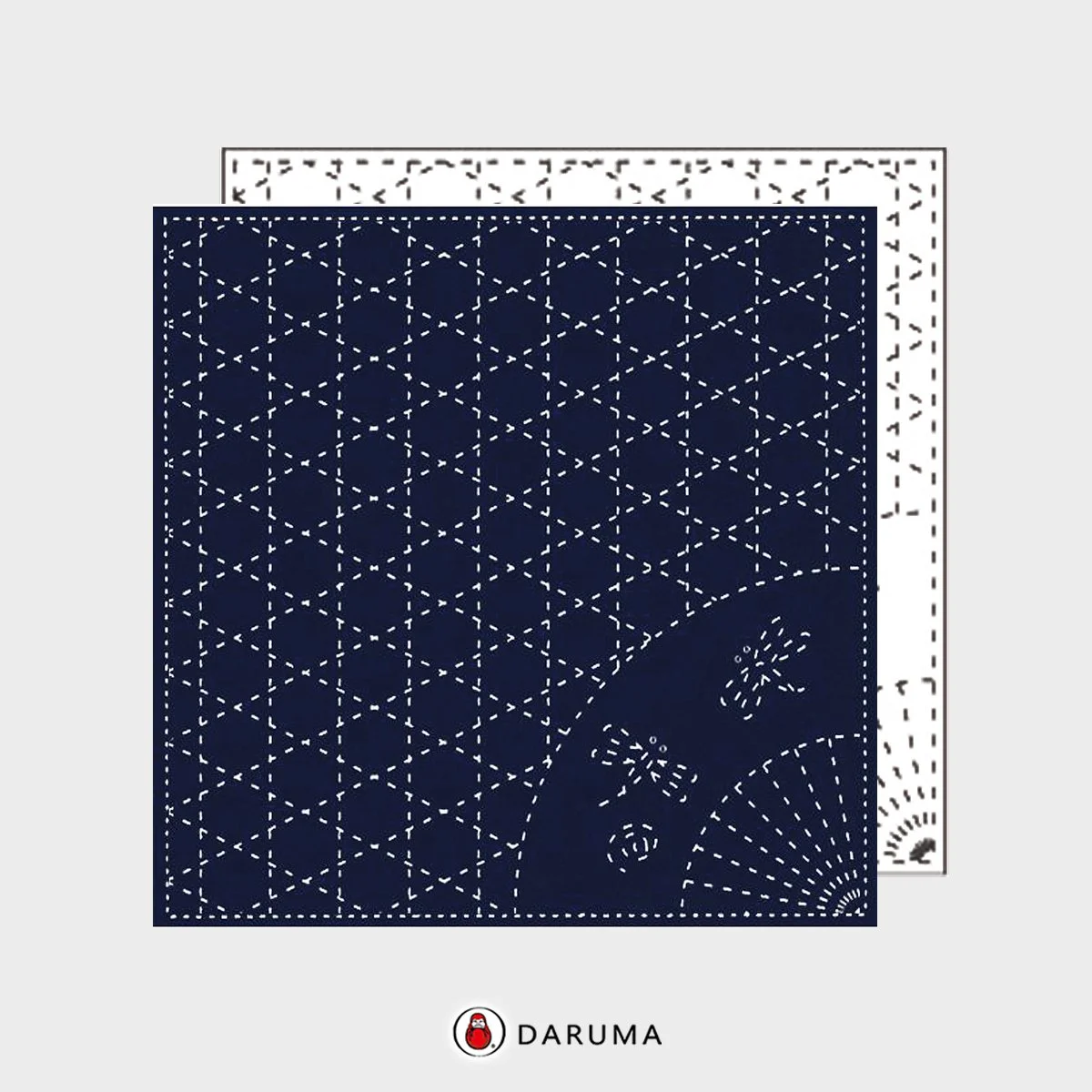 843k-6 Kogome and Tombo. Daruma Yume-Fukin Sashiko Pre-printed Fabric Sashiko Sampler