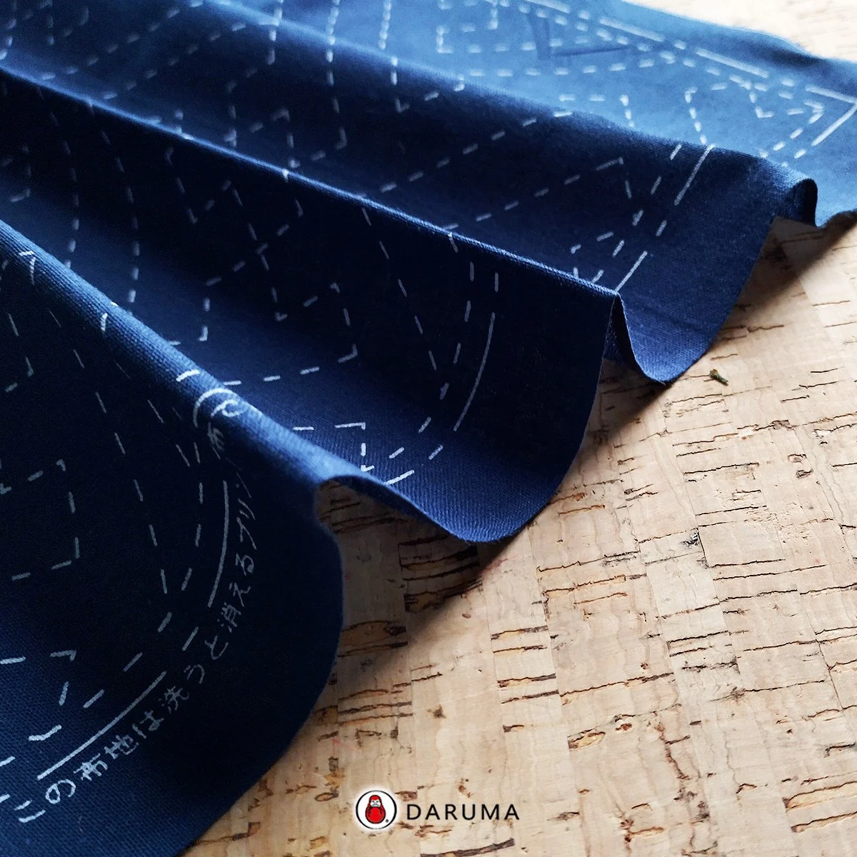 845S-210 Sayagata Navy2.Daruma Sashiko Pre-printed Fabric Sashiko Sampler Wash-Away