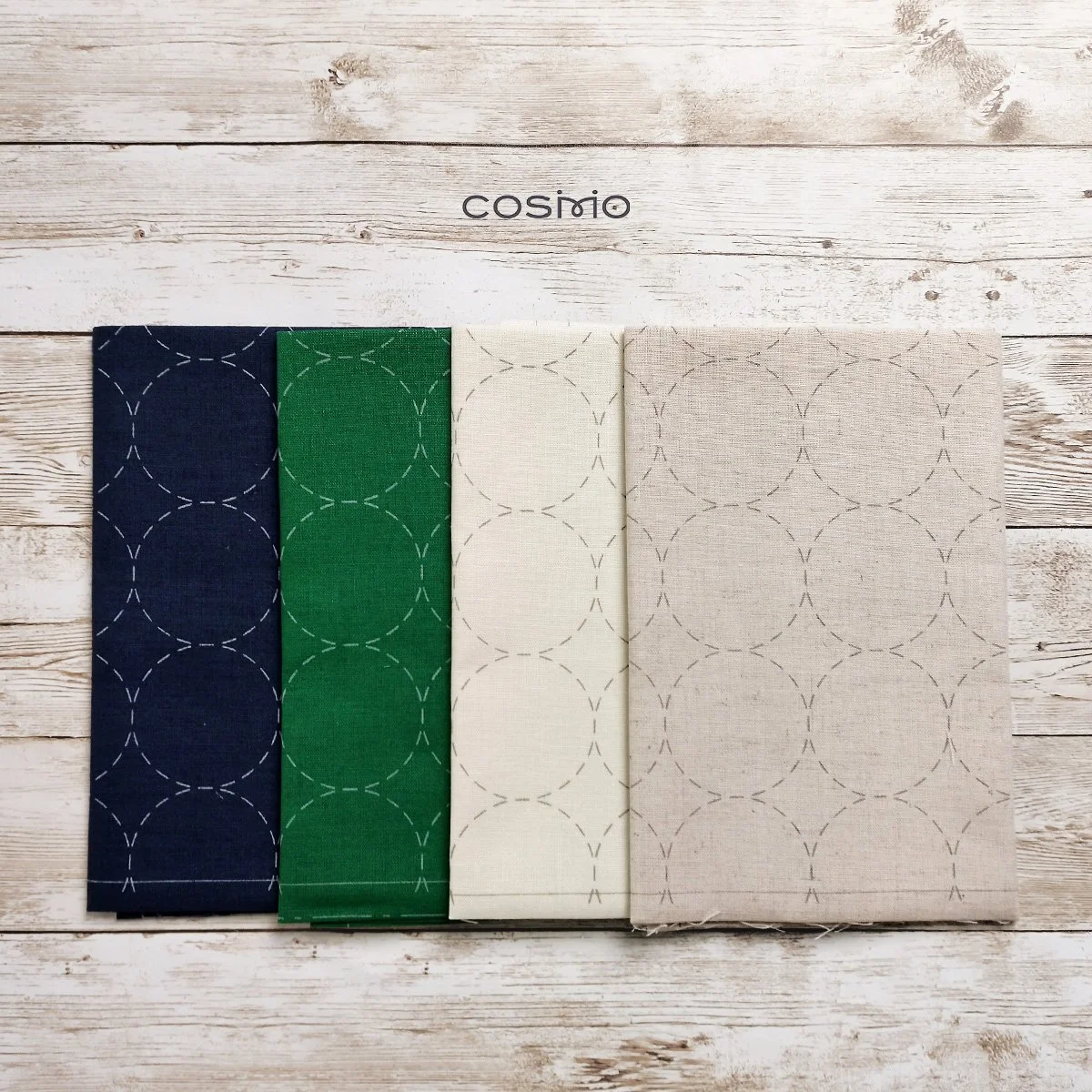 Cosmo, Hidamari Sashiko Panel Pre-printed Wash-Away - Circle Pattern