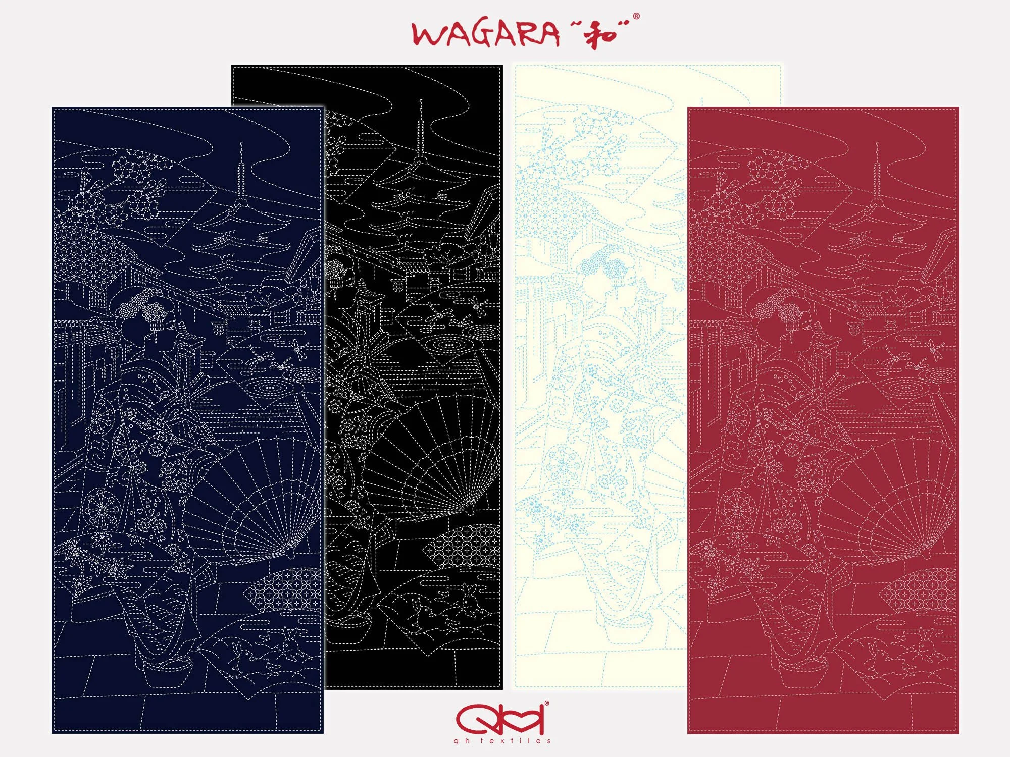 KF1124 Maiko San.Wagara Sashiko Panel, Pre-printed Cotton 100%, Maiko-San