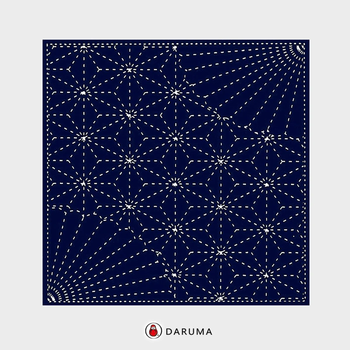 843k-11 Chrysanthemum and asanoha, Daruma Yume-Fukin, Sashiko Pre-printed Fabric, Sashiko Sampler