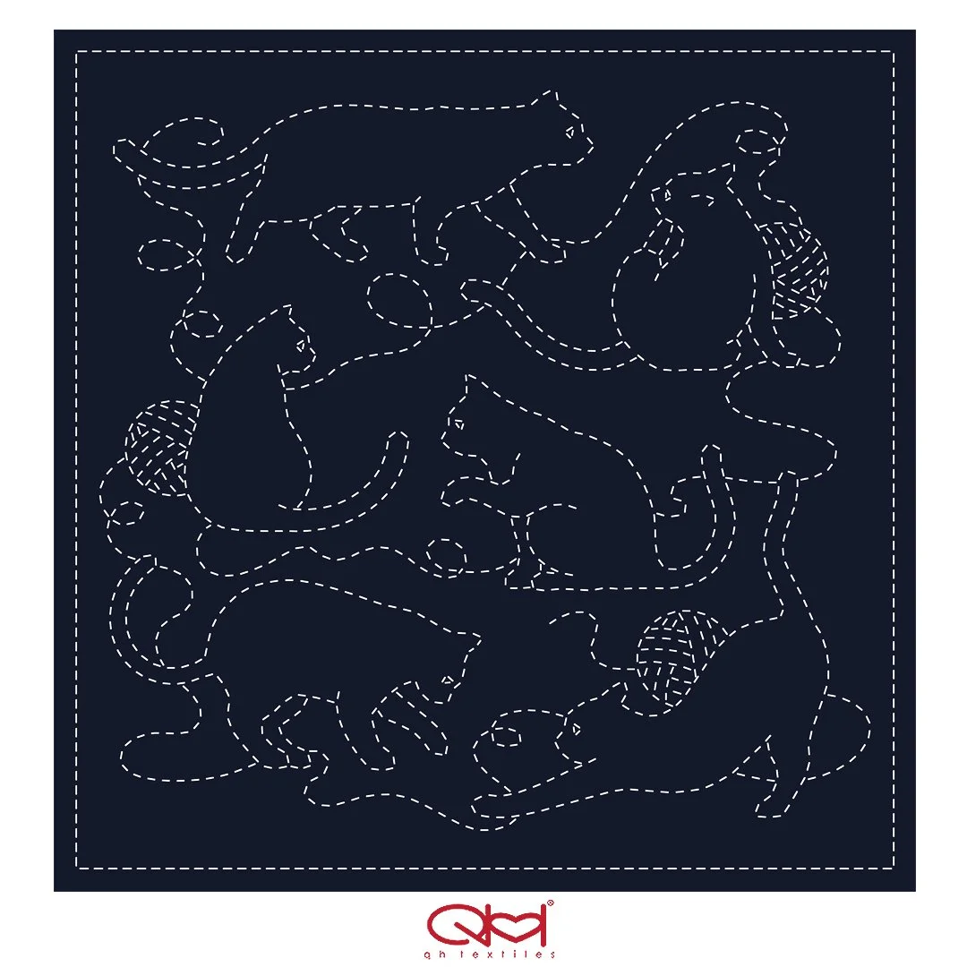 KF2026-49NV All you need is... Sashiko Panel, Pre-printed Cotton Hand-Printed