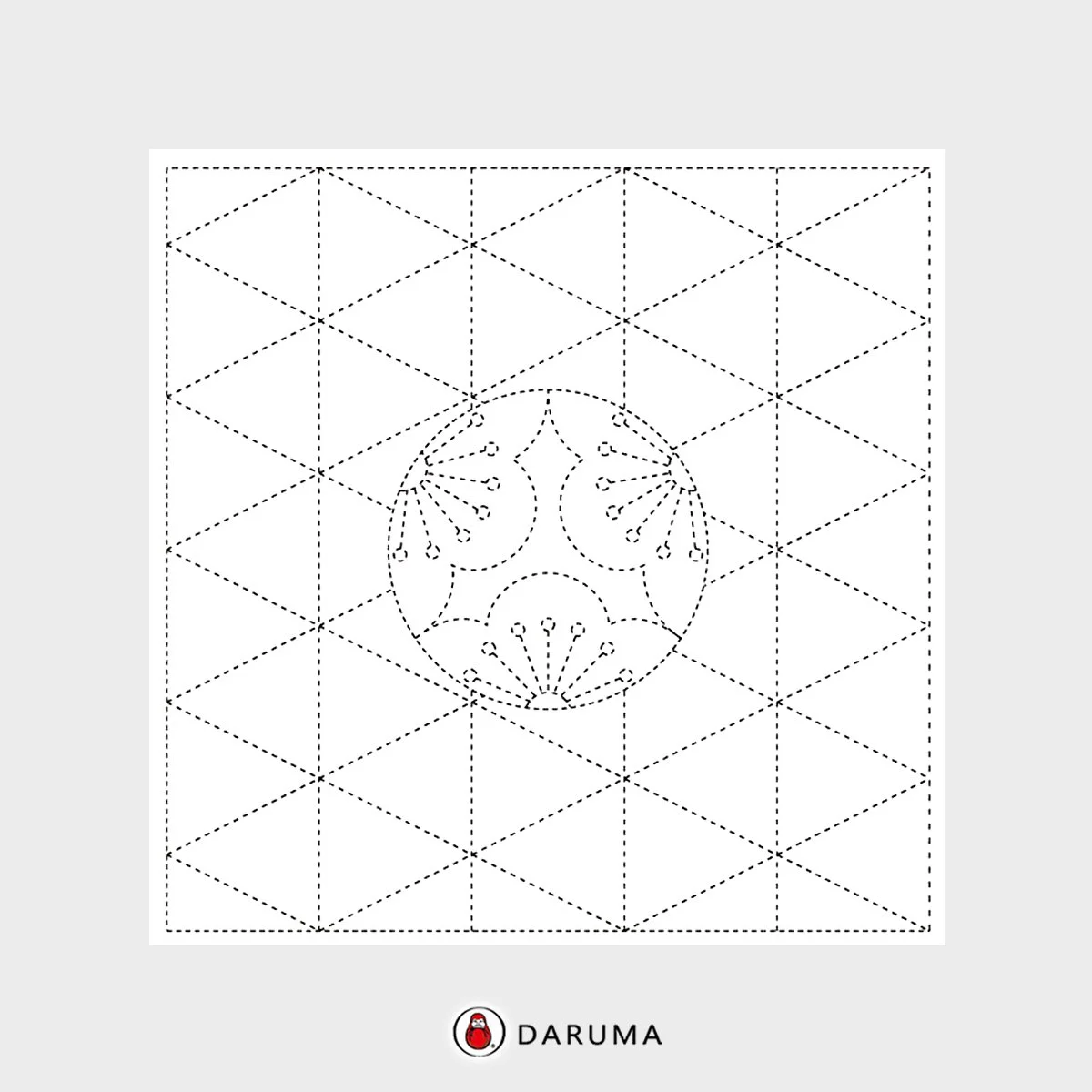 Daruma Yume-Fukin Sashiko Pre-printed Fabric Sashiko Sampler. 843K-9 Umemon.