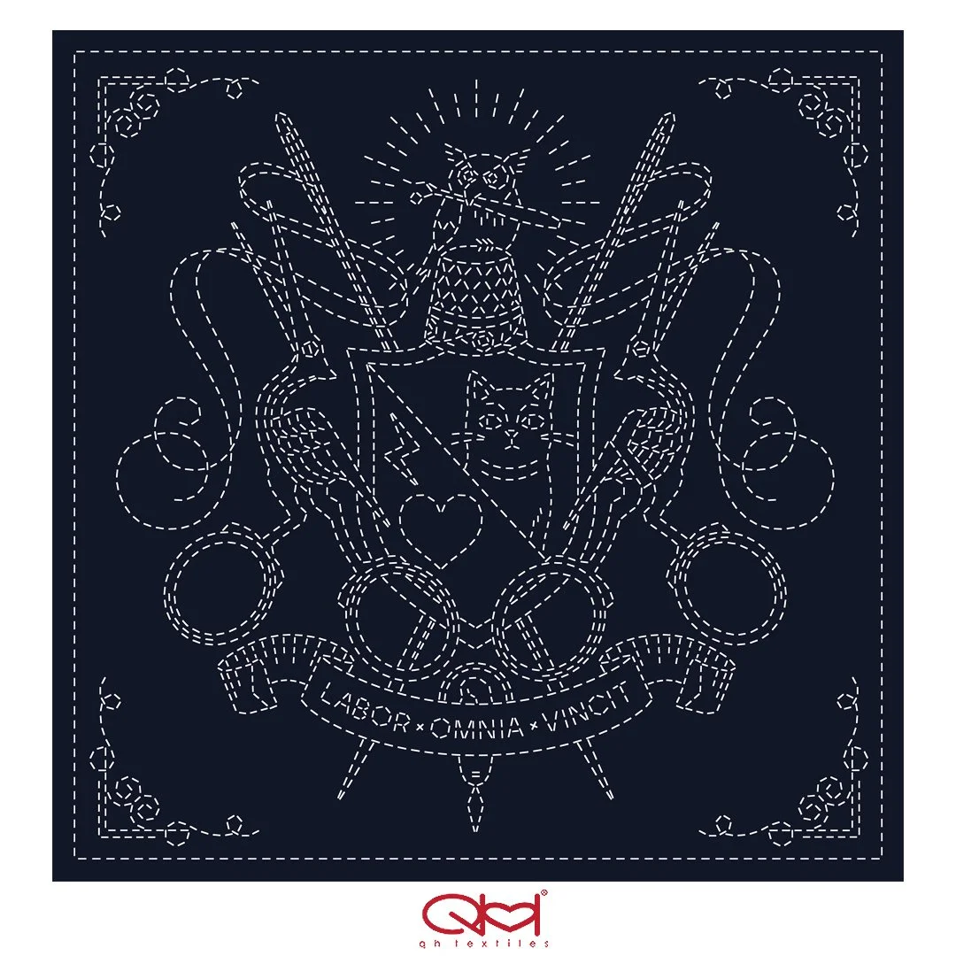 Sashiko Cloth Pre-Printed In Water-Soluble (Coat of Arms)