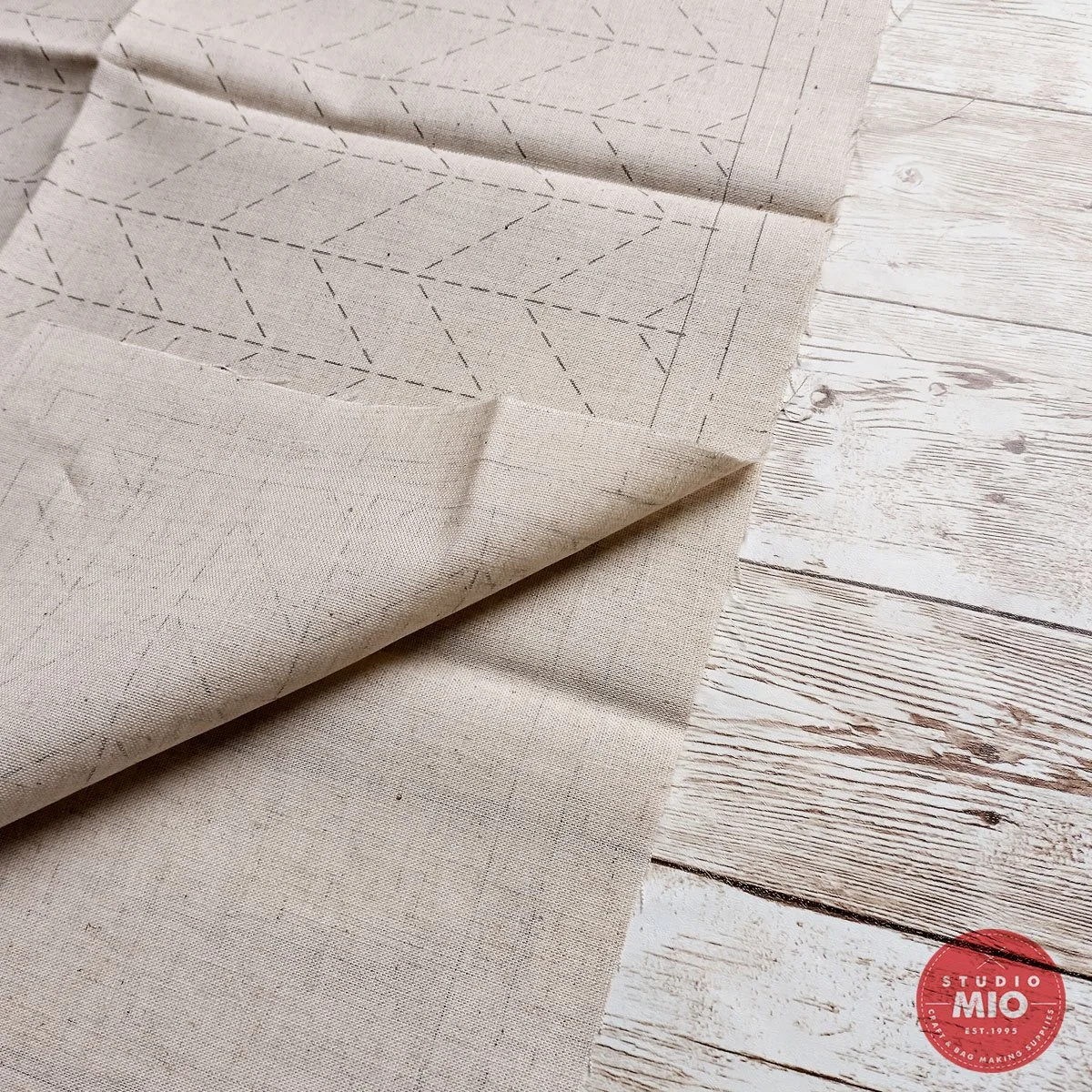 Cosmo, Hidamari Sashiko Pre-printed Wash-Away Panel, Herringbone Pattern, Cotton & Linen Blend panel.