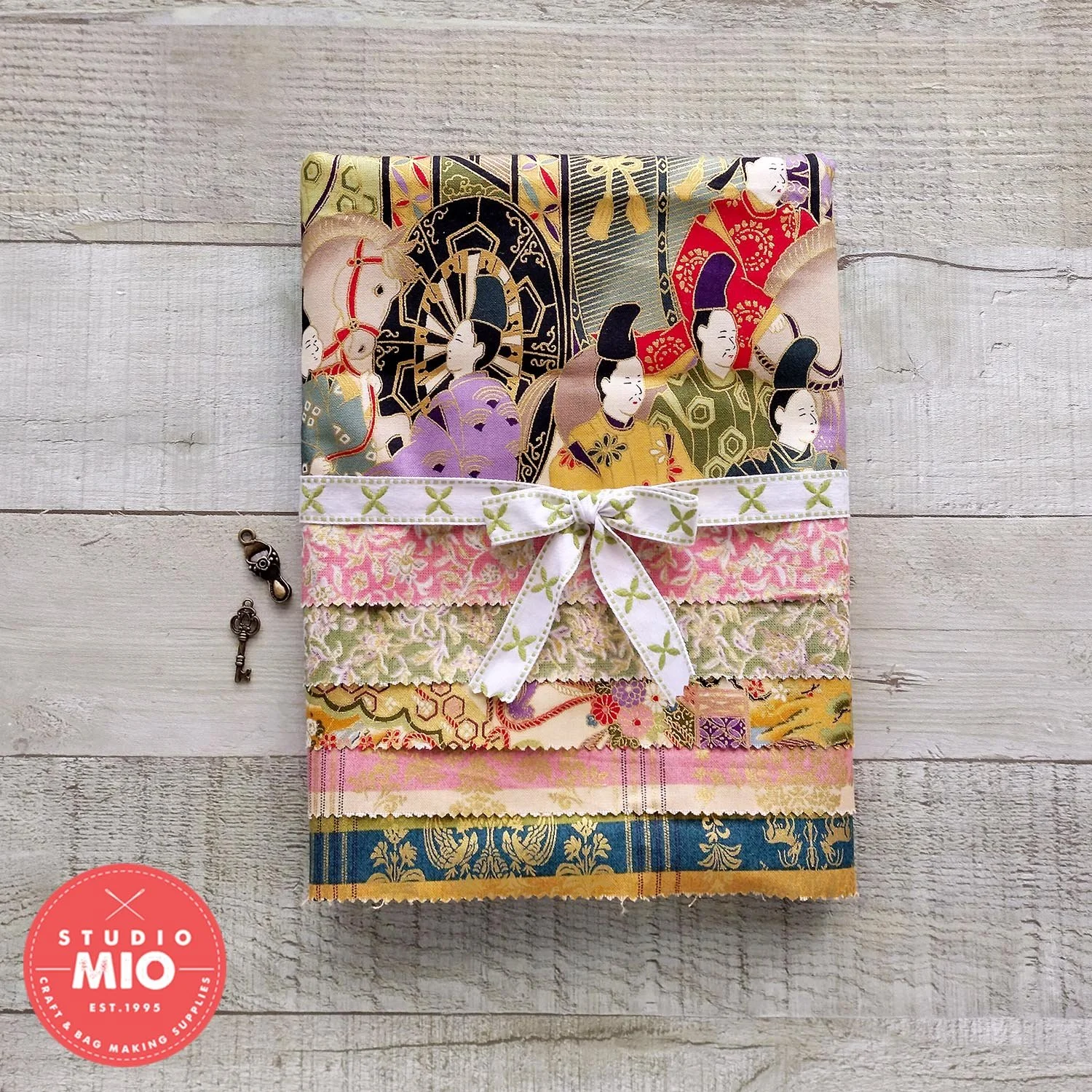 Exquisite Japanese Print Fabric Bundle 6pc, 100% Cotton, Bonus Charm, Authentic Japanese Design, Designed & Printed in Japan