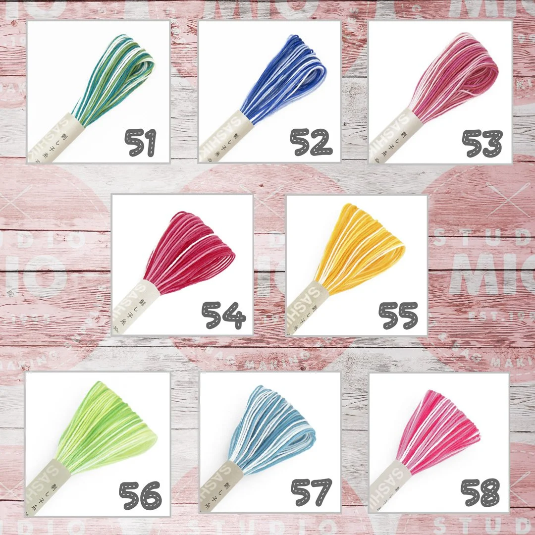 OOlympus Variegated Bokashi Sashiko Threads, 100m (Approx. 22 Yds) skeins, 6 Strands, Japanese Embroidery Floss. Made in Japan.