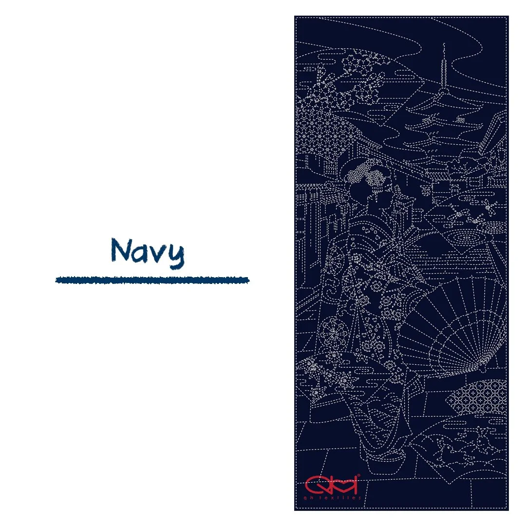 KF1124-12A.Wagara Sashiko Panel, Pre-printed Cotton 100%, Maiko-San