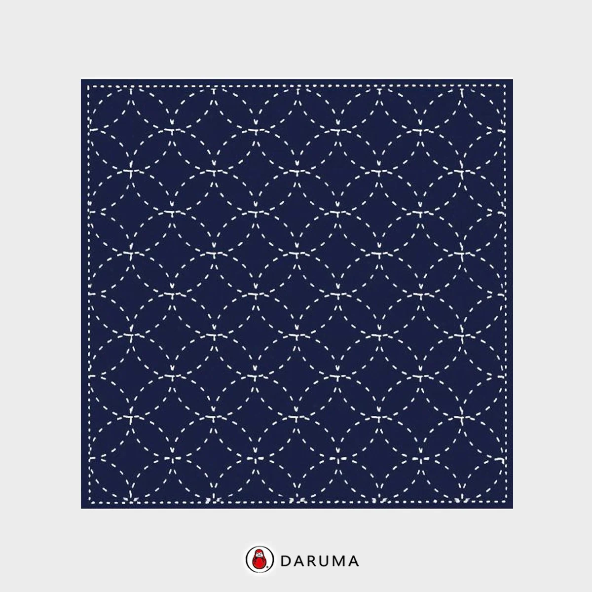 845S-203 Shippo Navy. Daruma Yume-Fukin Sashiko Pre-printed Fabric Sashiko Sampler, Shippo