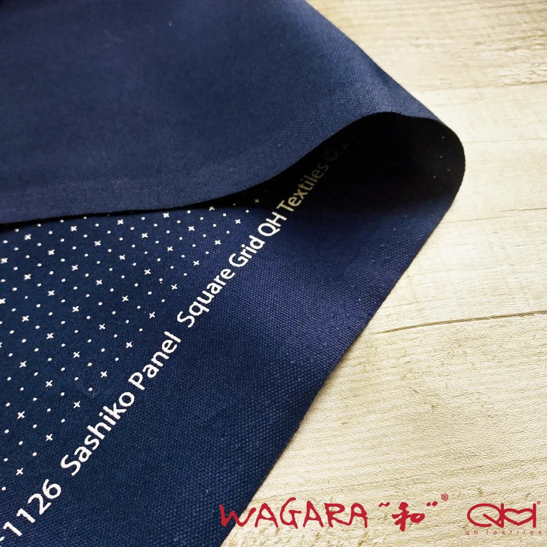 Wagara Sashiko Fabric from QH Textiles. 5mm Wash Away Dot Grid Fabric. KF1126 Grid Sashiko Fabric. For Hitome-Zashi and Kuguri-Zashi