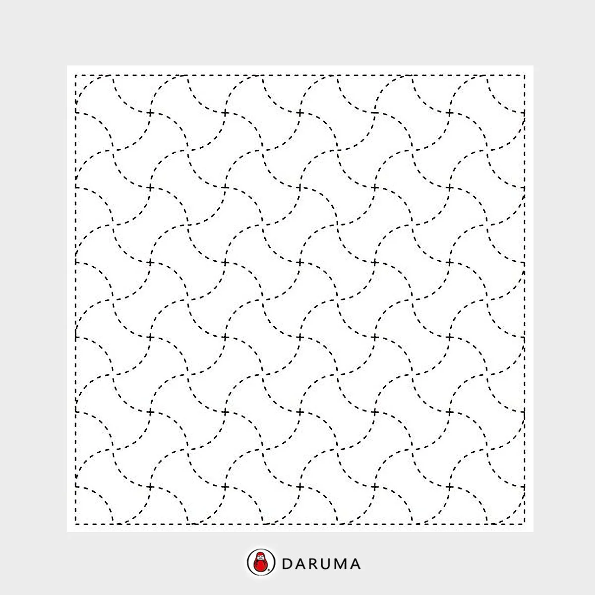 843K-4 Bundo-Tsunagi.Daruma Yume-Fukin Sashiko Pre-printed Fabric Sashiko Sampler