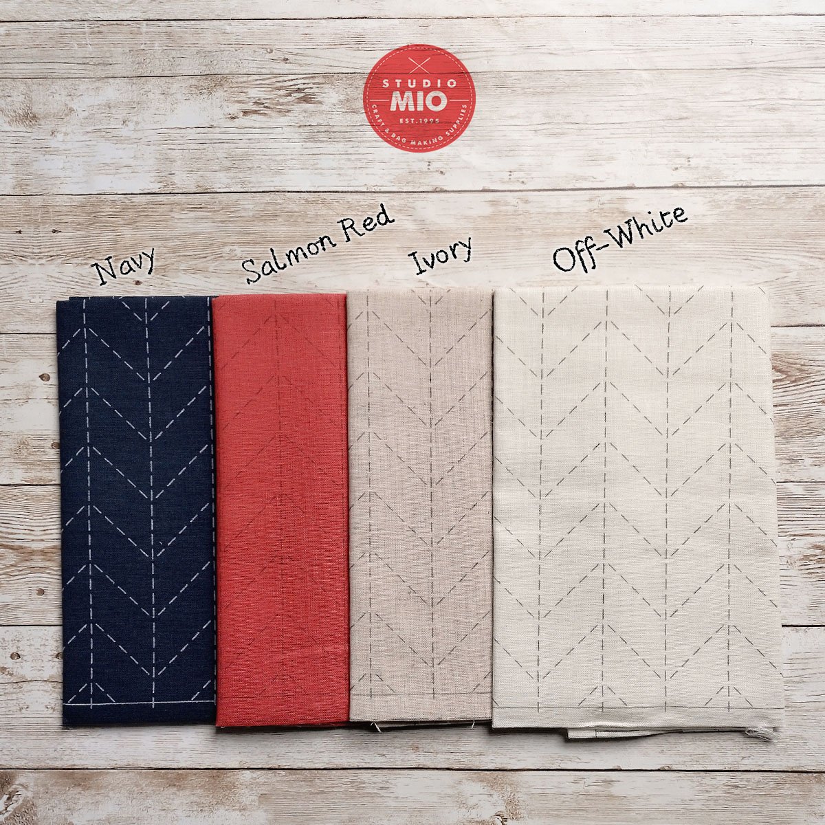Cosmo, Hidamari Sashiko Pre-printed Wash-Away Panel, Herringbone Pattern, Cotton & Linen Blend panel.