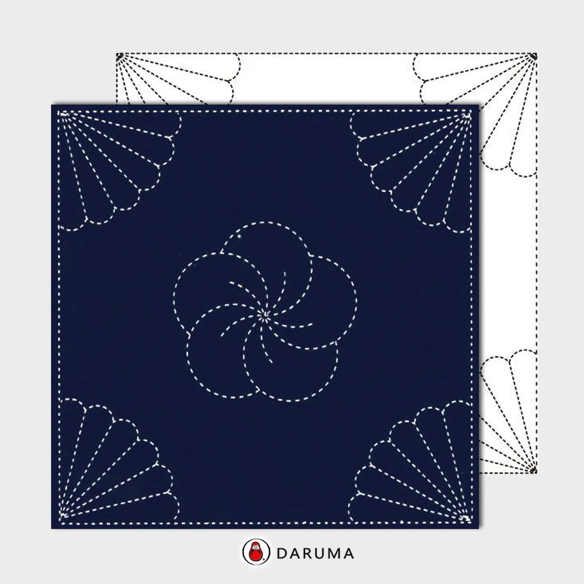 Daruma Yume-Fukin Sashiko Pre-printed Fabric Sashiko Sampler .Kikuzashi 843S-204