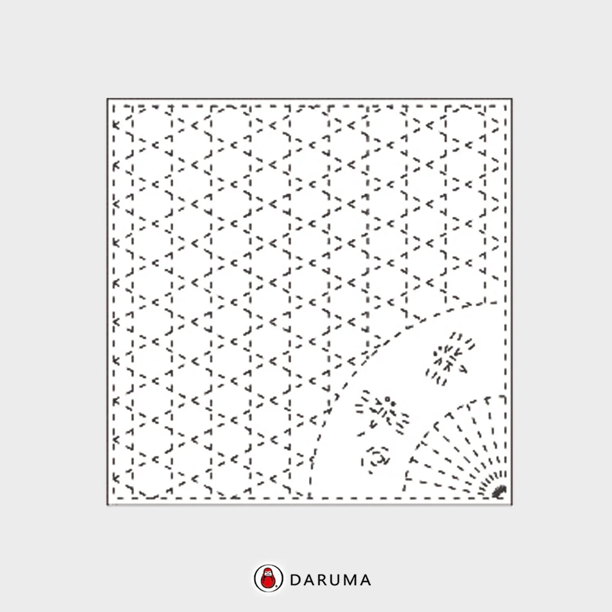 843k-6 Kogome and Tombo. Daruma Yume-Fukin Sashiko Pre-printed Fabric Sashiko Sampler