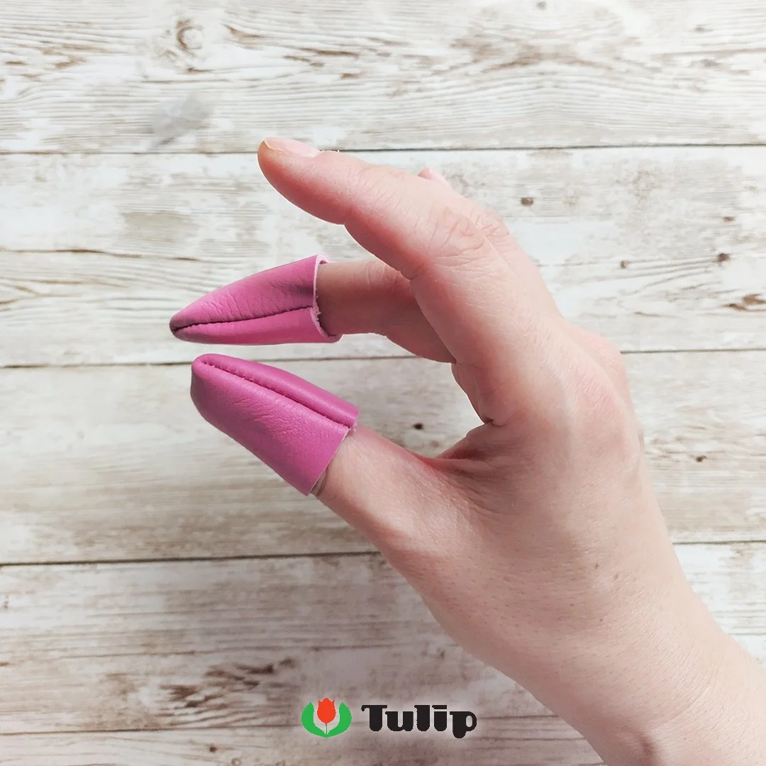 Tulip Pink Leather Thimble TF006e-sample1.jpg