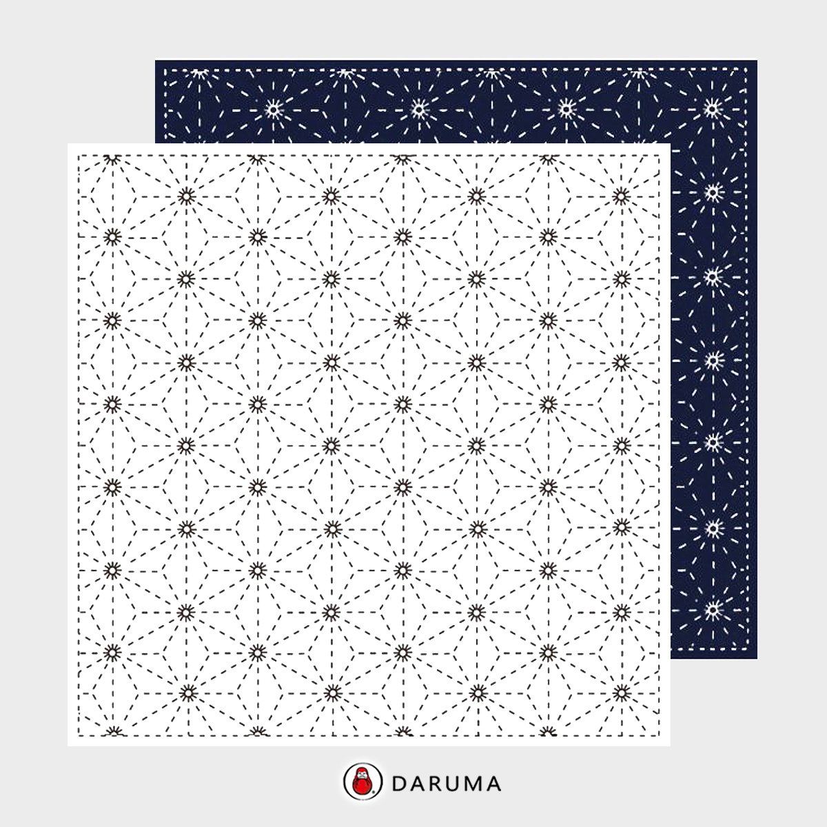845S-202 Asanoha. Daruma Yume-Fukin Sashiko Pre-printed Fabric Sashiko Sampler