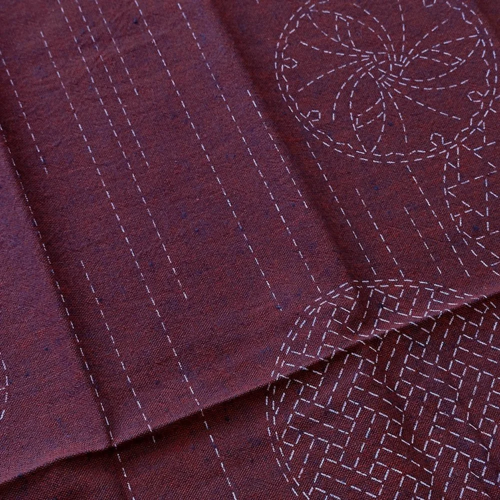 Sashiko Panel Kit, Pre-printed Yarn Dyed Cotton, hand-dyed panel, designed by qh textiles, printed in Japan