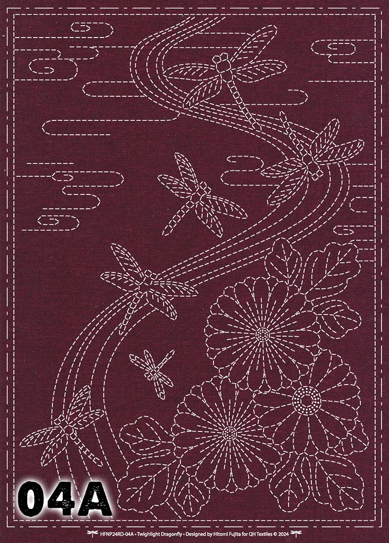 Sashiko Panel Kit, Pre-printed Yarn Dyed Cotton, hand-dyed panel, designed by qh textiles, printed in Japan