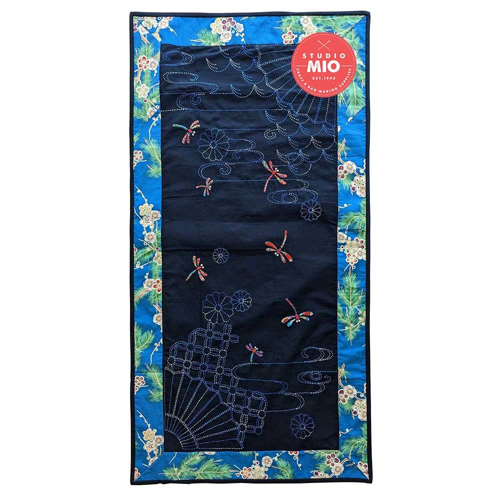 Wagara, Autumn Sky Sashiko Panel, Pre-printed, water-soluble panel by QH Textiles