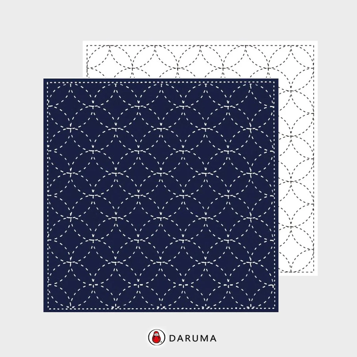 845S-203 Shippo. Daruma Yume-Fukin Sashiko Pre-printed Fabric Sashiko Sampler, Shippo