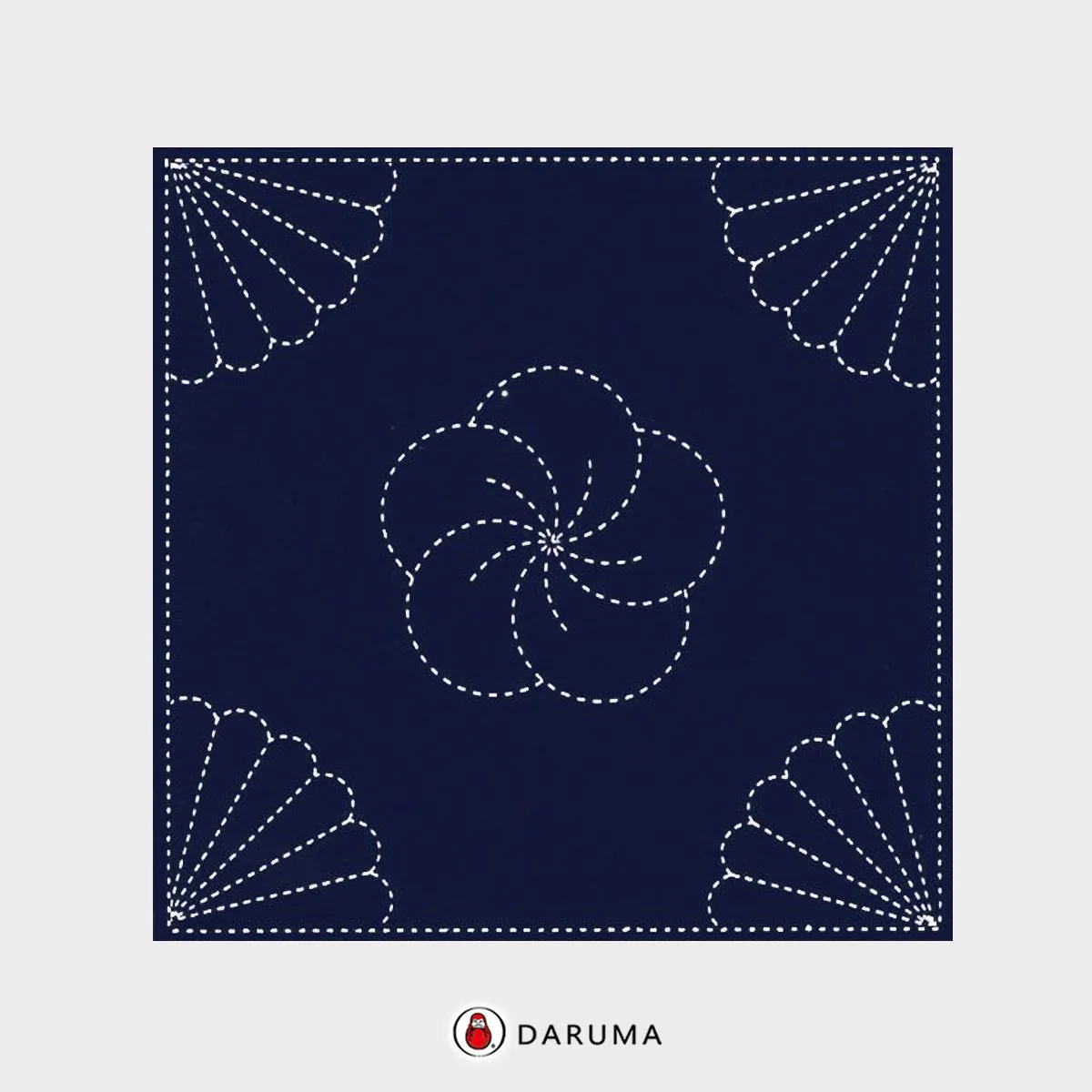 843S-204 Kikuzashi Navy.Daruma Yume-Fukin Sashiko Pre-printed Fabric Sashiko Sampler .Kikuzashi 843S-204