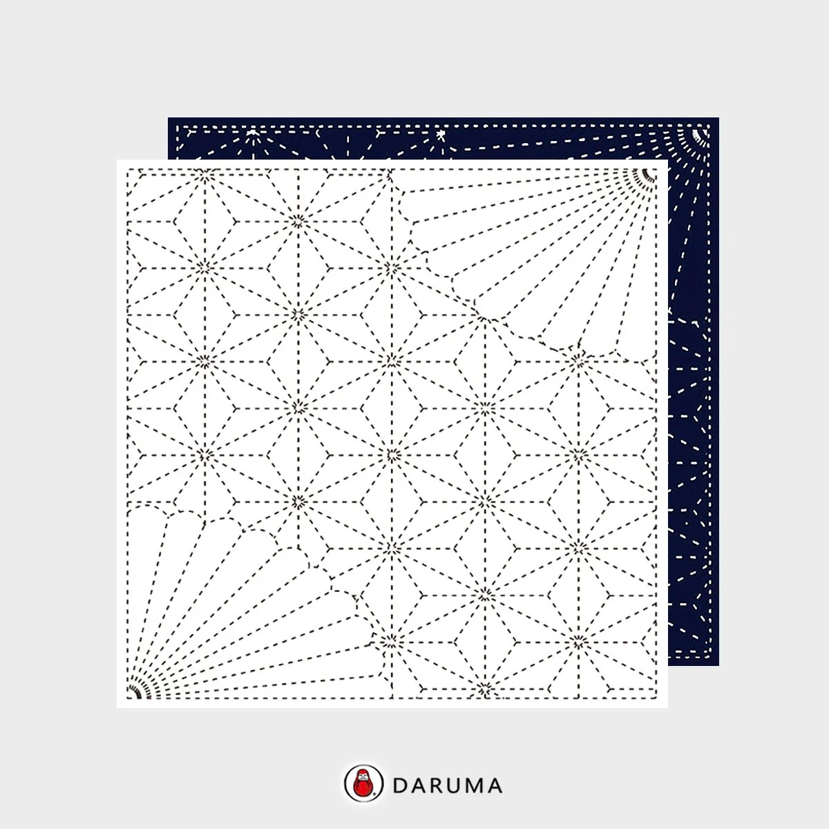 843k-11 Chrysanthemum and asanoha, Daruma Yume-Fukin, Sashiko Pre-printed Fabric, Sashiko Sampler