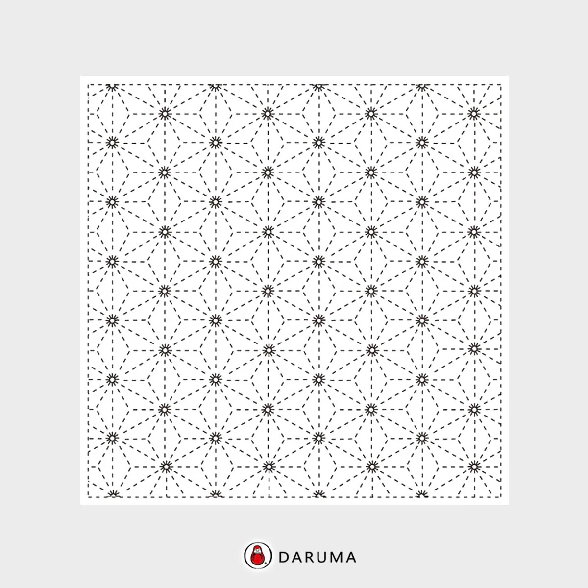 845S-202 Asanoha. Daruma Yume-Fukin Sashiko Pre-printed Fabric Sashiko Sampler
