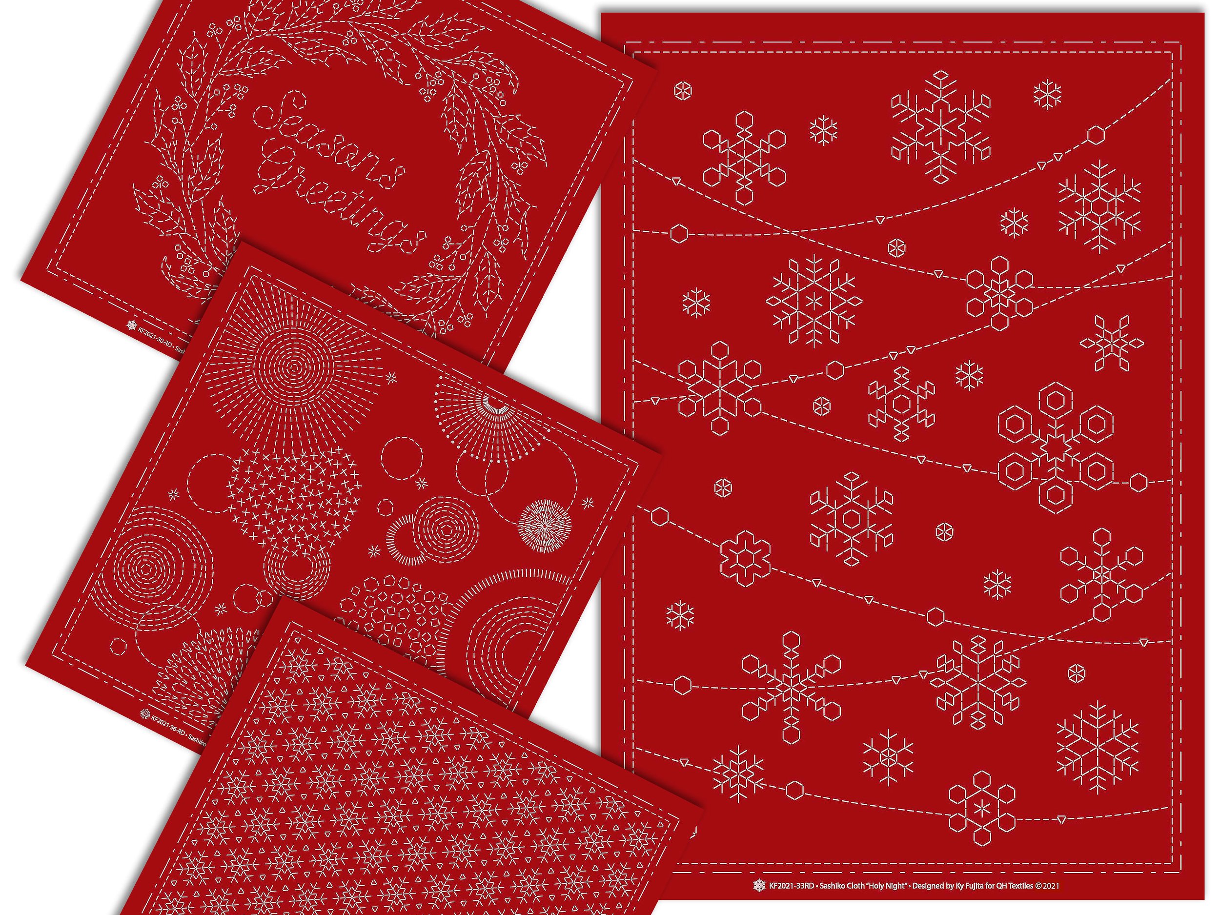 Christmas Pattern Sashiko Sampler Pre-printed