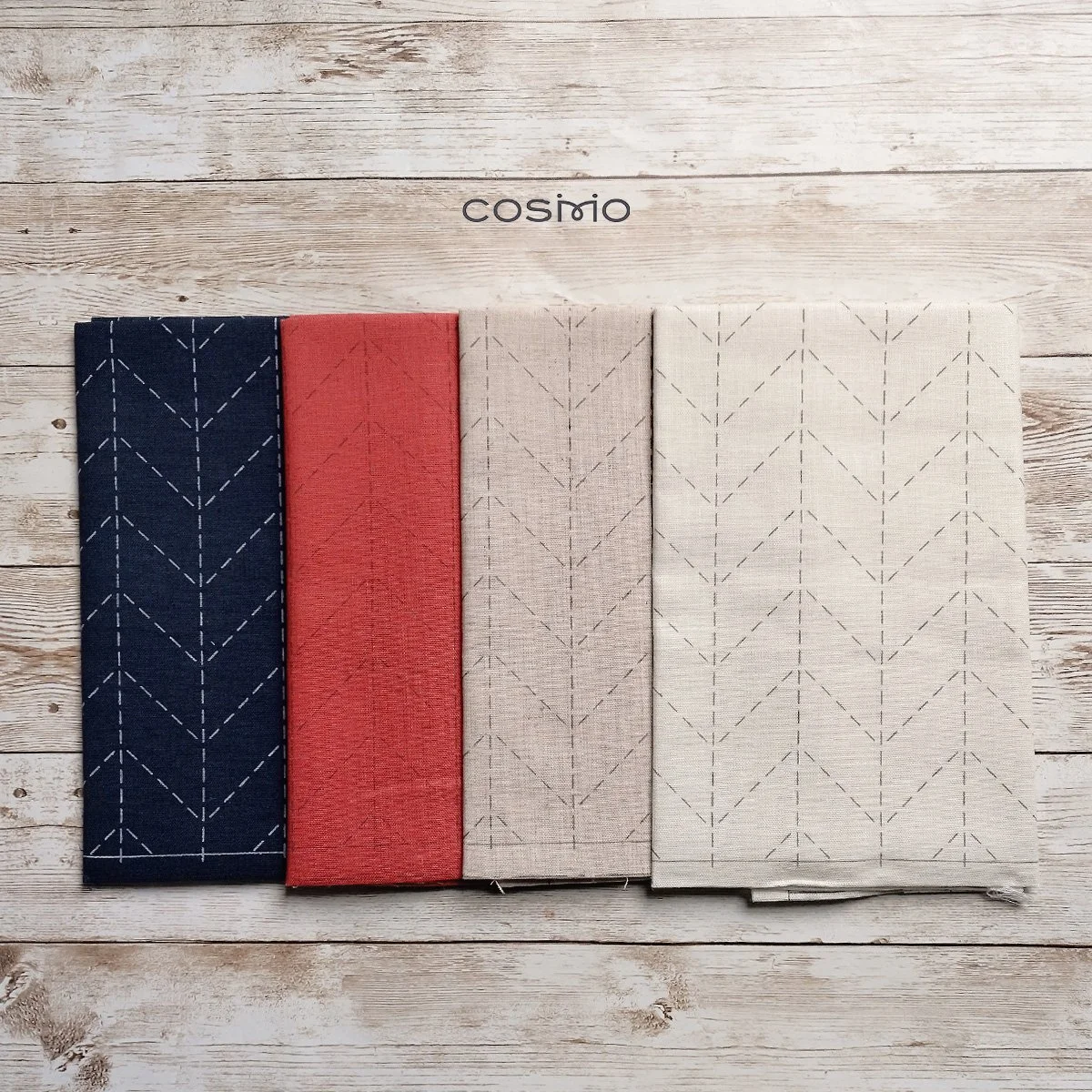 Cosmo, Hidamari Sashiko Panel Pre-printed Wash-Away - Herringbone Pattern