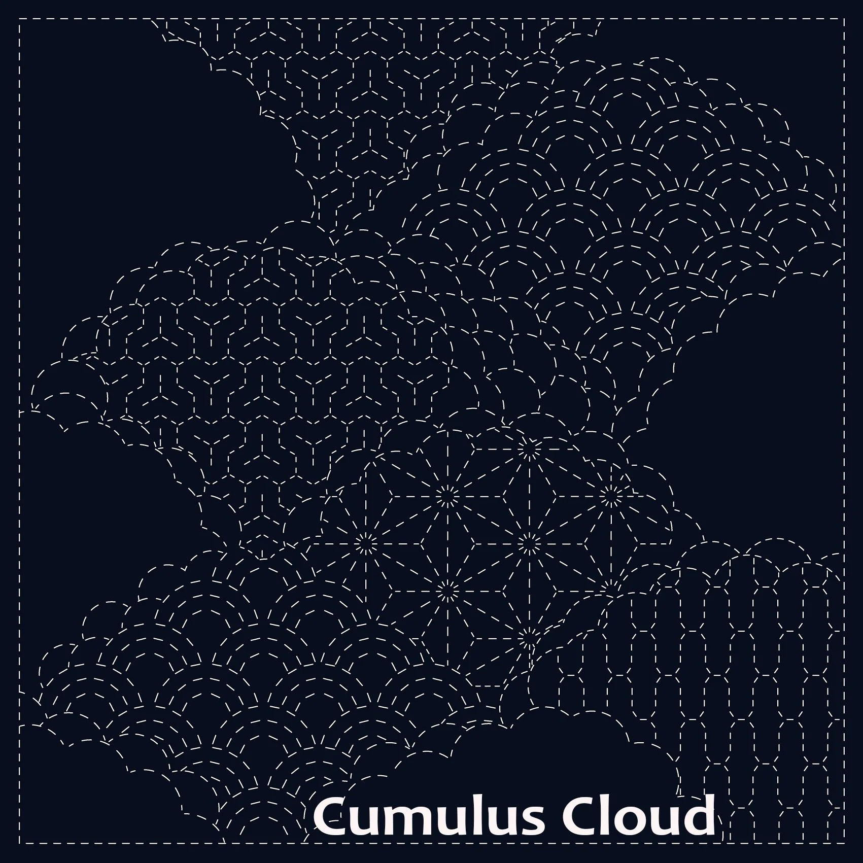 Sashiko Panel Kit, Cumulus Cloud, Sashiko starter kit, Hand-Printed in Japan, Designed by QH Textiles